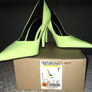 Zara neon yellow pumps